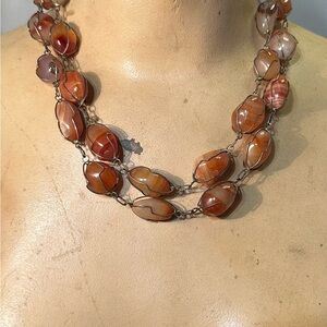 Vintage wire wrapped stone necklace
